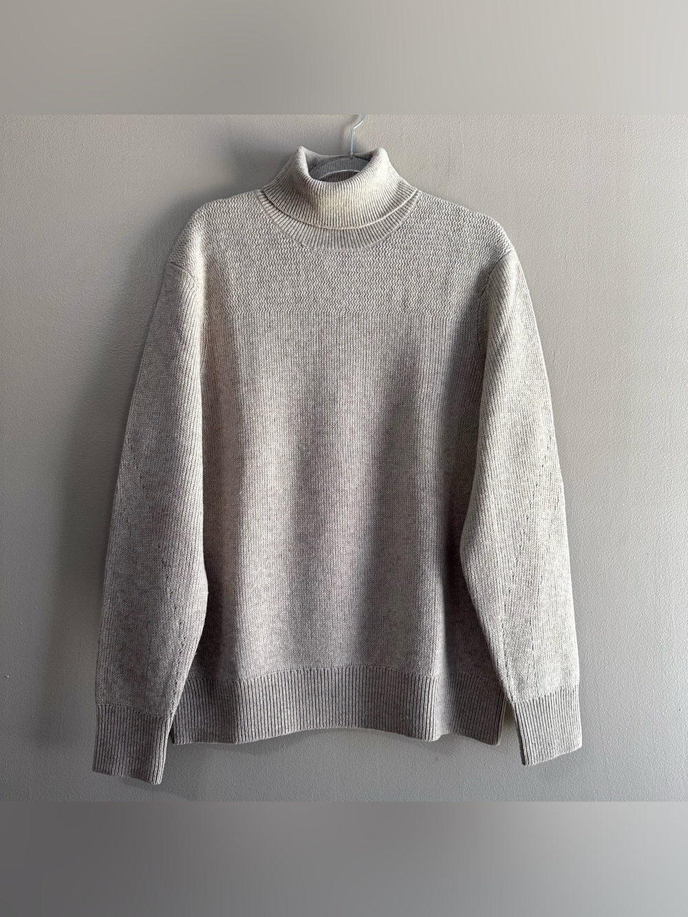 AllSaints Oatmeal Beige Wool Blend Raynor Roll Neck Knit Sweater Mens Large